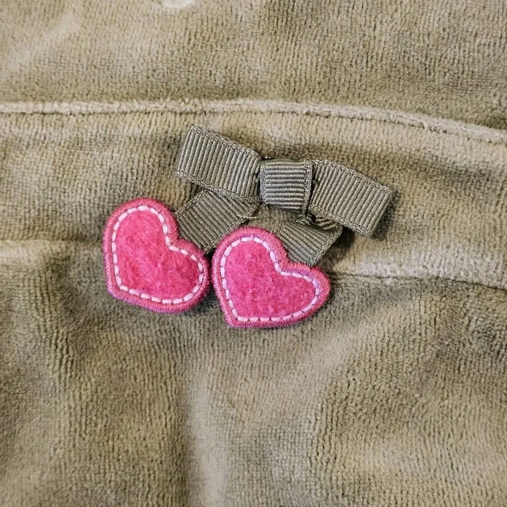 Gymboree Size 6‎ Green Heart Embroidery Hooded Dress Velour Longsleeve